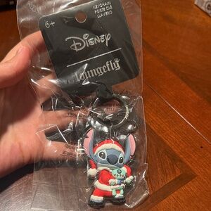 Disney Santa Stitch Keychain with Red and Blue
